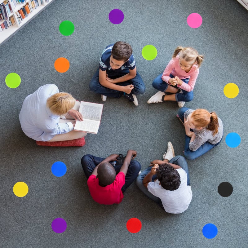 IKAYAS 81 Pcs Carpet Spots Markers Floor Dots Carpet Circles Carpet Markers for Classroom Elementary School Teacher Supplies, Carpet Floor Dots Spots for Kids Social Distancing - Image 5